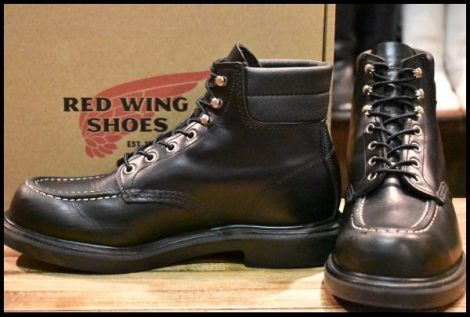 【9E 箱付 良品 23年】レッドウィング 8133 スーパーソール 黒 ブラッククローム モックトゥ レースアップ ブーツ redwing HOPESMORE