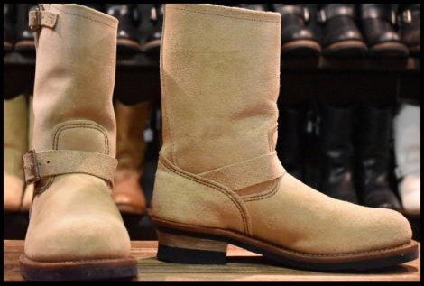 【9D 美品 11年】レッドウィング 8268 スエード エンジニア ホーソーンアビレーンラフアウト ベージュ ブーツ redwing HOPESMORE