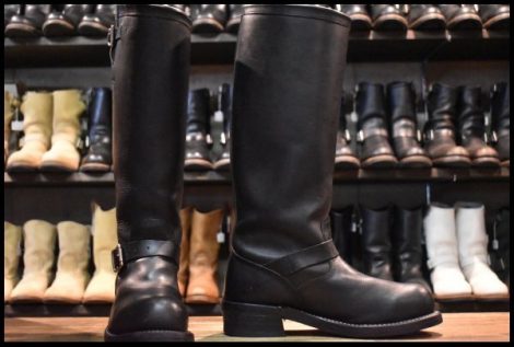 【9D 良品 白タグ】Chippewa チペワ 27909 エンジニア ブラック 黒 スチールトゥ ロング ビブラム ブーツ HOPESMORE