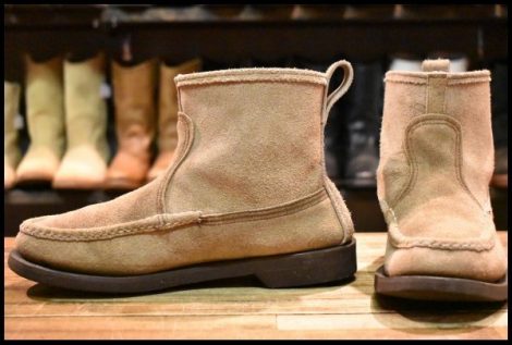 【7.5EE 良品】RUSSELL MOCCASIN ラッセルモカシン ノックアバウト ララミースエード ベージュ モックトゥ プルオン ブーツ HOPESMORE