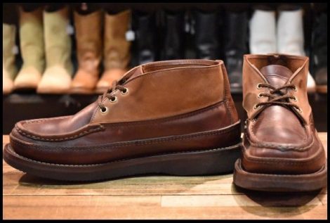 【9.5E 良品】RUSSELLMOCCASIN ラッセルモカシン スポーティングクレーチャッカ ダブルモカシン ブラウンツートン ブーツ HOPESMORE