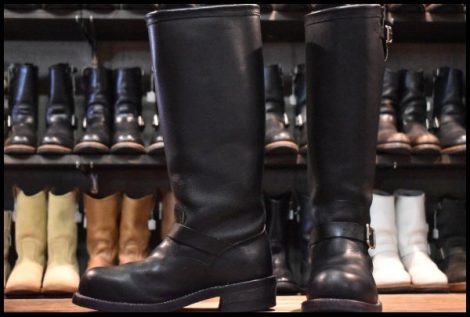 【9D 良品 白タグ】Chippewa チペワ 27909 エンジニア ブラック 黒 スチールトゥ ロング ビブラム ブーツ HOPESMORE