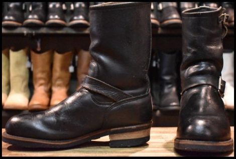 【8.5D 良品 PT83 90年03月刻印】レッドウィング 2268 エンジニア 黒 ブラッククローム スチールトゥ ブーツ redwing HOPESMORE