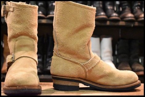 【9D 良品 PT91刺繍】レッドウィング 8268 スエード エンジニア タン ラフアウト スチールトゥ ベージュ ブーツ redwing HOPESMORE
