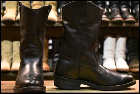 【7.5E 良品 08年】レッドウィング 8155 ペコス 黒 ブラッククローム プルオン ブーツ redwing pecos HOPESMORE