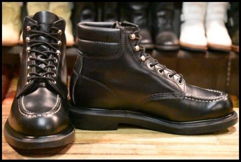 【7.5E 美品 19年】レッドウィング 8133 スーパーソール 黒 ブラッククローム モックトゥ 編み上げ ブーツ redwing HOPESMORE