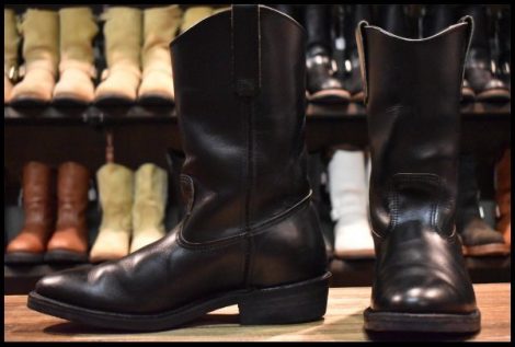 【9E 良品 02年】レッドウィング 8155 ペコス 黒 ブラッククローム プルオン ウエスタン ブーツ redwing pecos HOPESMORE