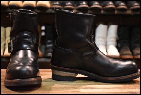 【8D 箱付 良品 09年】レッドウィング 2976 ショート エンジニア 黒 ブラック クローム スチールトゥ ブーツ redwing HOPESMORE