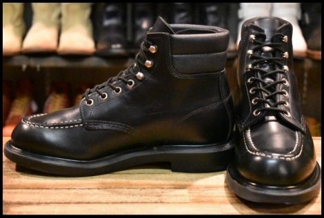 【7.5E 美品 19年】レッドウィング 8133 スーパーソール 黒 ブラッククローム モックトゥ 編み上げ ブーツ redwing HOPESMORE