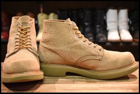 【9.5D 箱付 良品 羽タグ】レッドウィング 8128 スエード スーパーソール タン ラフアウト プレーントゥ ブーツ redwing HOPESMORE