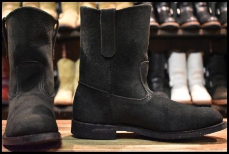 【7.5D 美品 08年】レッドウィング 8186 黒スエード ペコス ブラック ラフアウト ブーツ redwing pecos HOPESMORE