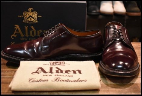 【9.5E 箱付 良品】ALDEN オールデン 990 オックスフォード バーガンディ コードバン シューズ 編み上げ 短靴 ブーツ HOPESMORE