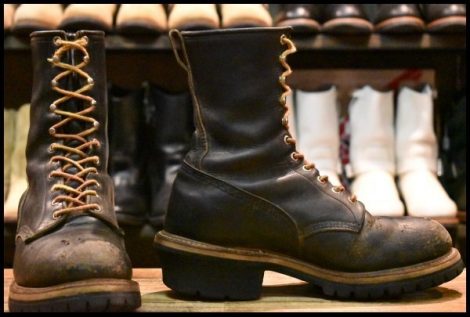 【10D 中古 PT91プリント】レッドウィング 2218 ロガー 黒 ブラック スチールトゥ 編み上げ ブーツ redwing HOPESMORE