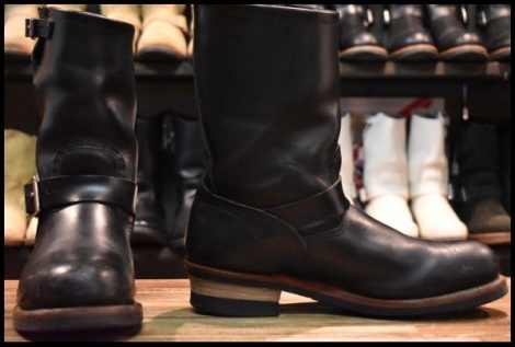 【9.5D 良品 10年】レッドウィング 2268 エンジニア 黒 ブラッククローム スチールトゥ プルオン ブーツ redwing HOPESMORE
