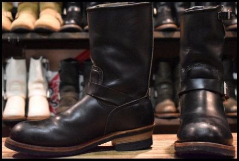 【8.5D 良品 PT91刺繍】レッドウィング 2268 エンジニア 黒 ブラッククローム スチールトゥ プルオン ブーツ redwing HOPESMORE