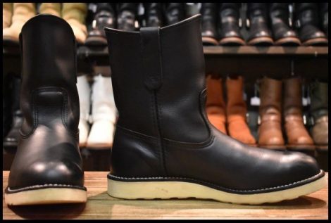 【10E 美品 10年】レッドウィング 8169 ペコス 黒 ブラッククローム プルオン クッションソール ブーツ redwing pecos HOPESMORE