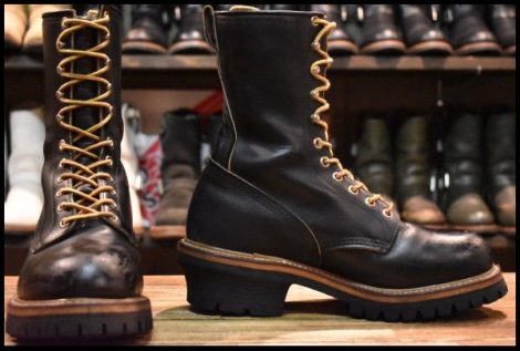 【8E 良品 PT91刺繍】レッドウィング 2218 ロガー 黒 ブラック スチールトゥ 編み上げ ブーツ redwing HOPESMORE