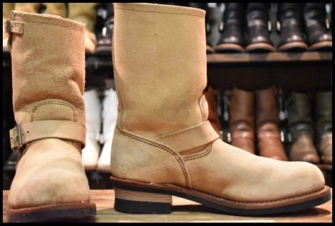 【10D 良品 10年】レッドウィング 8268 スエード エンジニア ホーソーンアビレーンラフアウト ベージュ ブーツ redwing HOPESMORE