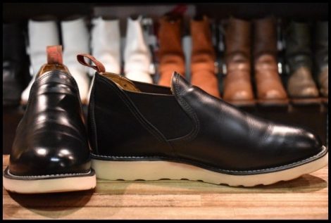 【9E 美品 14年】レッドウィング 8142 サイドゴア 黒 ブラッククローム ローカット 短靴 オックスフォード ブーツ redwing HOPESMORE