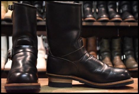 【9D 良品 PT91プリント】レッドウィング 2268 エンジニア ブーツ 黒 ブラック クローム スチールトゥ redwing HOPESMORE