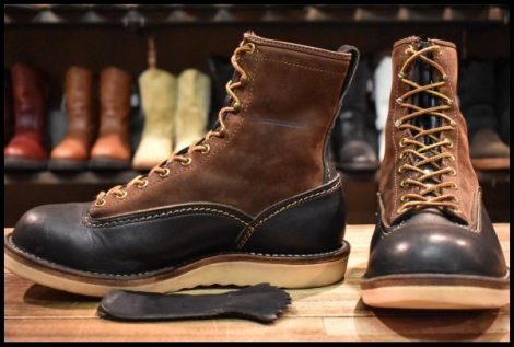 【8.5E 良品 99年】WESCO ウエスコ カスタムジョブマスターLTT ブラック×ブラウンヌバック ツートン ビブラム1010 ブーツ HOPESMOR