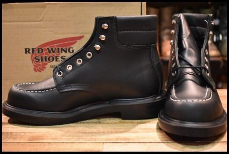 【7.5E 未使用 23年】レッドウィング 8133 スーパーソール 黒 ブラッククローム モックトゥ レースアップ ブーツ redwing HOPESMORE