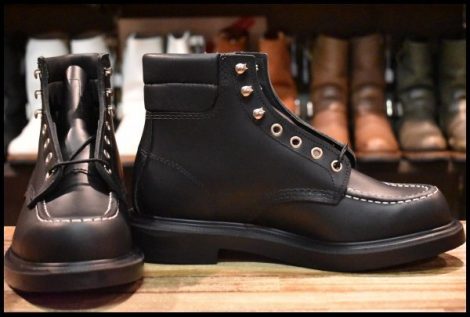 【7.5E 未使用 23年】レッドウィング 8133 スーパーソール 黒 ブラッククローム モックトゥ レースアップ ブーツ redwing HOPESMORE