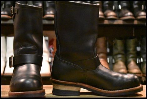 【7D 良品 10年】レッドウィング 2268 エンジニア 黒 ブラッククローム スチールトゥ プルオン ブーツ redwing HOPESMORE