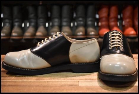【26CM 良品】REGAL リーガル サドルシューズ 2051 オックスフォード 黒×灰 ツートン 編み上げ 短靴 ローカット ブーツ HOPESMORE
