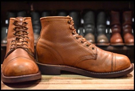 【8.5D 良品 黒タグ】Chippewa チペワ ブラウンシボ ビブラム レースアップ キャップトゥ 編み上げ ブーツ HOPESMORE