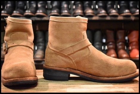 【10E 良品 黒タグ】Chippewa チペワ 91070 ショートスエード エンジニア 7インチハイト サンドスエード スチール ブーツ HOPESMORE