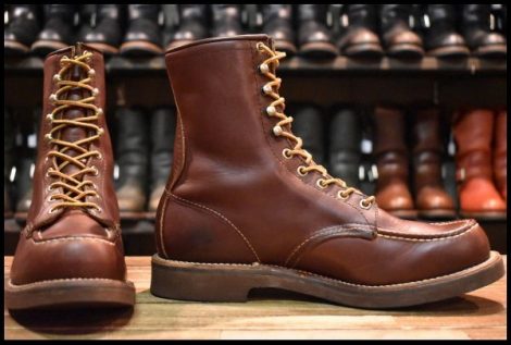 【9B 美品 旧羽タグ 85年12月刻印】レッドウィング 214 赤茶 ブラウン ビンテージ モック レースアップ ブーツ redwing HOPESMORE