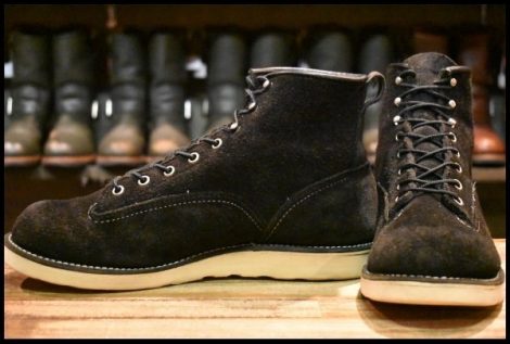 【9.5D 難あり 11年】レッドウィング 2900 ラインマン 黒スエード ブラック ラフアウト レースアップ LTT ブーツ redwing HOPESMORE