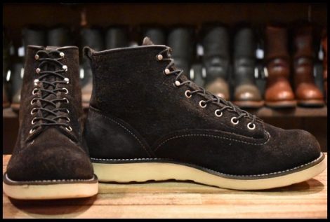 【9.5D 難あり 11年】レッドウィング 2900 ラインマン 黒スエード ブラック ラフアウト レースアップ LTT ブーツ redwing HOPESMORE