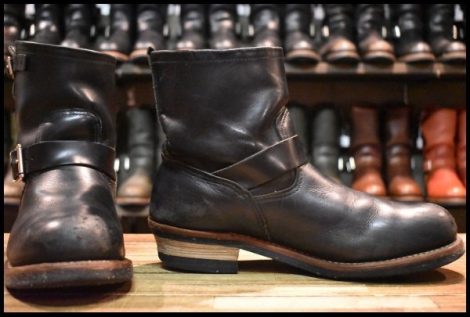 【10D 中古 13年】レッドウィング 2976 ショート エンジニア 黒 ブラッククローム スチールトゥ ブーツ redwing HOPESMORE
