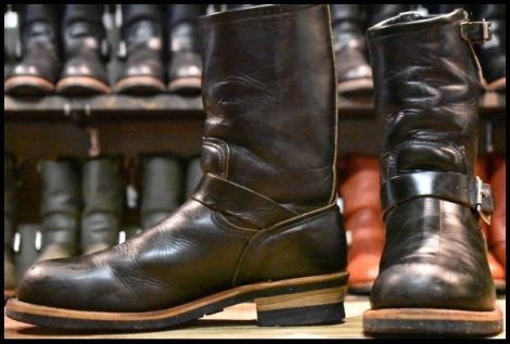 【9.5D 良品 PT91刺繍 98年】レッドウィング 2268 エンジニア 黒 ブラッククローム スチールトゥ プルオン ブーツ redwing HOPESMORE