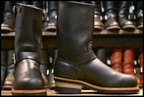 【5.5D 美品 06年 旧シルエット】レッドウィング 2268 エンジニア 黒 ブラッククローム スチールトゥ ブーツ redwing HOPESMORE