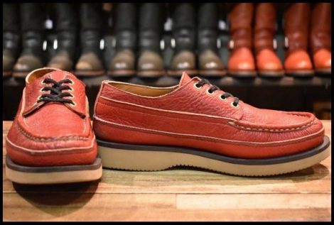 【7.5E 良品】RUSSELL MOCCASIN ラッセルモカシン フィッシングオックスフォード レッドシボ革 ダブルモカシン ブーツ HOPESMORE