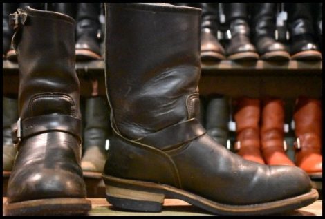 【8D 中古 PT91プリント 96年】レッドウィング 2268 エンジニア ブラッククローム スチールトゥ プルオン ブーツ redwing HOPESMORE