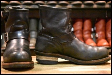 【7.5D 中古 13年】レッドウィング 2976 ショート エンジニア 黒 ブラッククローム スチールトゥ プルオン ブーツ redwing HOPESMORE