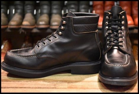 【10D 良品 羽タグ 98年】レッドウィング 8133 スーパーソール 黒 ブラッククローム モックトゥ レースアップ ブーツ redwing HOPESMORE