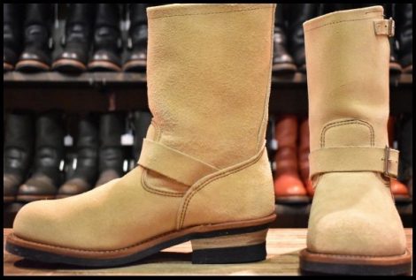 【7.5D 美品】レッドウィング 8268 スエード エンジニア ホーソーンアビレーンラフアウト ベージュ ブーツ redwing HOPESMORE