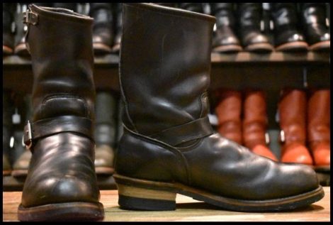【9D 良品 PT91刺繍】レッドウィング 2268 エンジニア 黒 ブラッククローム スチールトゥ プルオン ブーツ redwing HOPESMORE