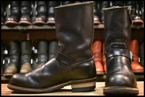 【8.5D 良品 PT91プリント】レッドウィング 2268 エンジニア ブーツ 黒 ブラック クローム スチールトゥ redwing HOPESMORE
