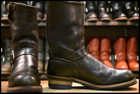 【8.5D 良品 PT91プリント】レッドウィング 2268 エンジニア ブーツ 黒 ブラック クローム スチールトゥ redwing HOPESMORE