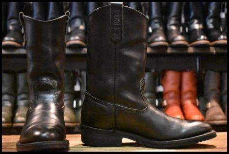 【8.5E 良品 羽タグ 02年】レッドウィング 8155 ペコス 黒 ブラッククローム プルオン ブーツ redwing pecos HOPESMORE