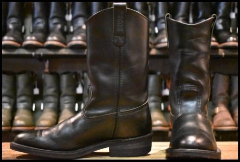 【8.5E 良品 羽タグ 02年】レッドウィング 8155 ペコス 黒 ブラッククローム プルオン ブーツ redwing pecos HOPESMORE