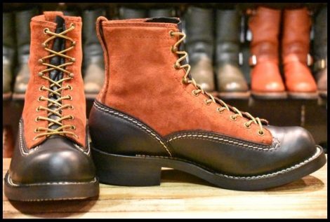 【10E 試着程度 美品 25年】WESCO ウエスコ カスタムジョブマスターLTT レッドウッドラフアウト×ブラック レースアップ ブーツ HOPESMORE