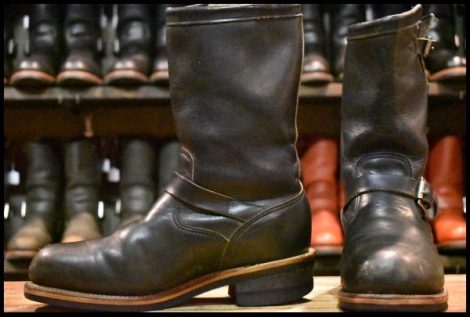 【8.5E 良品 PT83 黒タグ Cマーク】Chippewa チペワ 02789 エンジニア 黒 ブラック スチールトゥ プルオン ブーツ HOPESMORE