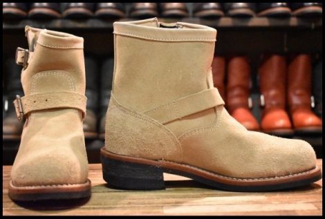 【8.5E 良品 黒タグ】Chippewa チペワ 91070 ショートスエード エンジニア 7インチハイト サンドスエード スチール ブーツ HOPESMORE